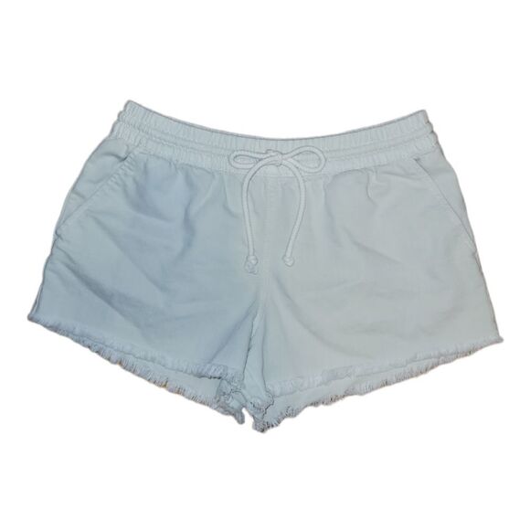 Aerie White Wash Denim Elastic Waist Cut Off Frayed Hem Shorts S - Picture 2 of 10